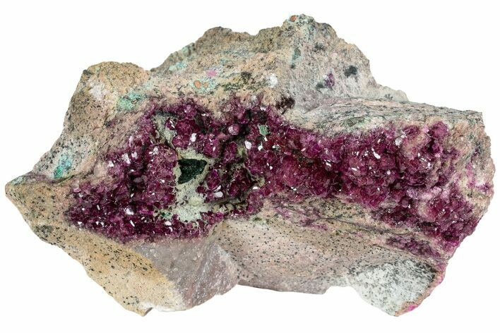 Malachite on Sparkling Cobaltoan Calcite Crystals - DR Congo #229665
